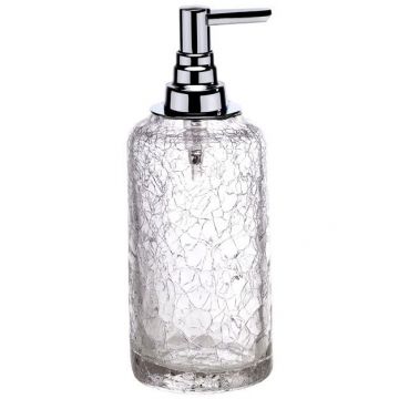 Дозатор высокий Surya (Сурия) Crystal 7х7хh19 см с помпой V6, эффект битого стекла, цвет светлая бронза 6607/SB-CRD-V6