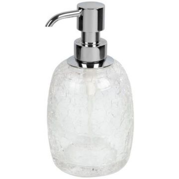 Дозатор овальный Surya (Сурия) Crystal 8х8хh16 см с помпой V5, стекло с эффектом волны, цвет хром 6603/CH-WAV-V5