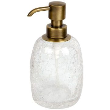 Дозатор овальный Surya (Сурия) Crystal 8х8хh16 см с помпой V5, эффект битого стекла, цвет светлая бронза 6603/SB-CRD-V5