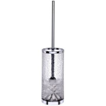 Ершик напольный без крышки Surya (Сурия) Crystal 9х9хh36 см, прозрачное стекло, цвет хром 6609/CH-OPG