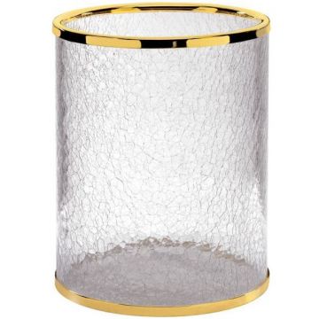Мусорное ведро без крышки Surya Crystal 19х19хh26 см, стекло с эффектом волны, цвет золото 6605/GO-WAV