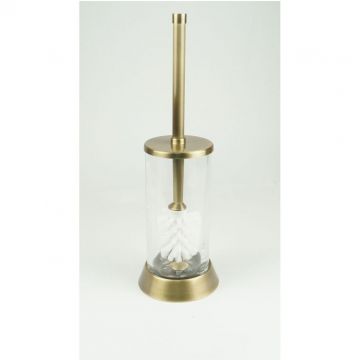 Ершик напольный с крышкой на металлическом основании Surya (Сурия) Crystal 12х12хh36 см, стекло с эффектом волны, цвет светлая бронза 6604/SB-WAV