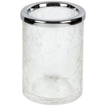 Стакан Surya Crystal 7х7хh10 см, эффект битого стекла, цвет хром 6601/CH-CRD