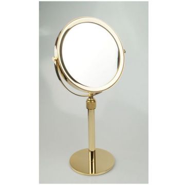 Зеркало Surya (Сурия) Metall, настольное круглое увеличительное поворотное с круглым основанием 17,5х17,5хh39-50 см, цвет золото 6247/GO