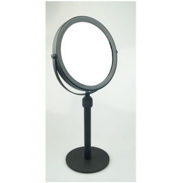 Зеркало Surya (Сурия) Metall, настольное круглое увеличительное поворотное с круглым основанием 17,5х17,5хh39-50 см, цвет черный матовый 6247/MB