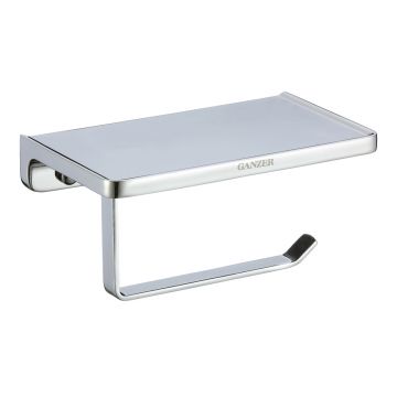 Держатель туалетной бумаги Ganzer (Ганзер) GZ88034 с полкой, хром
