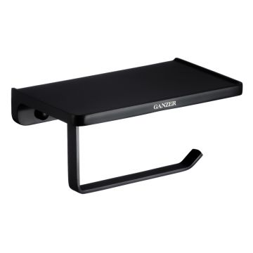 Держатель туалетной бумаги Ganzer (Ганзер) GZ88034-C с полкой, черный