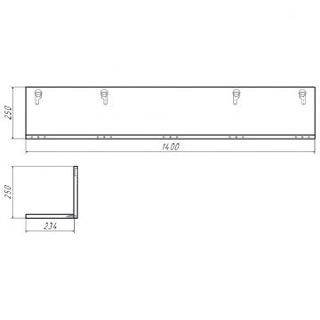 Полка Диво Кострома 140x25х25 см дуб вотан, антрацит, Kos25/140PN, Diwo