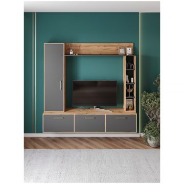 Полка Диво Кострома 140x25х25 см дуб вотан, антрацит, Kos25/140PN, Diwo