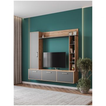 Полка Диво Кострома 140x25х25 см дуб вотан, антрацит, Kos25/140PN, Diwo