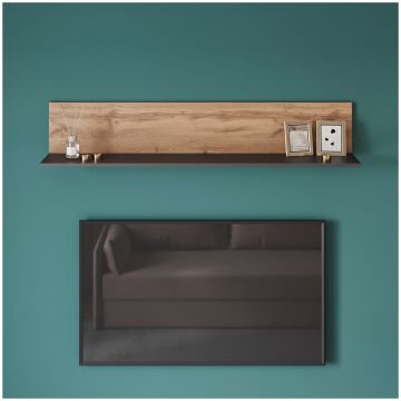 Полка Диво Кострома 140x25х25 см дуб вотан, антрацит, Kos25/140PN, Diwo