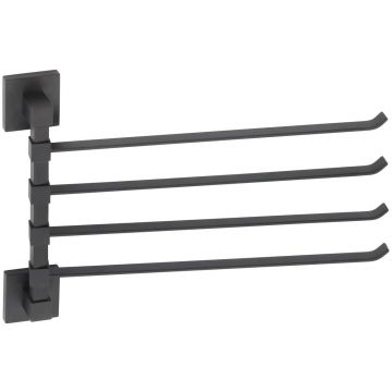 Держатель для полотенец Savol (Савол) поворотный, четверной черный S-06504H