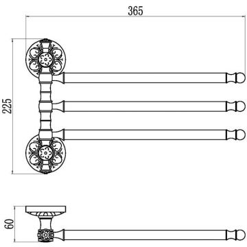 Держатель для полотенец Savol (Савол) поворотный, тройной хром S-005803A