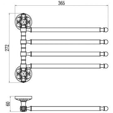 Держатель для полотенец Savol (Савол) поворотный, четверной Бронза S-005804C