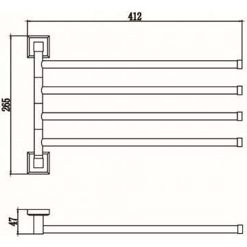 Держатель для полотенец Savol (Савол) поворотный, четверной хром S-009504