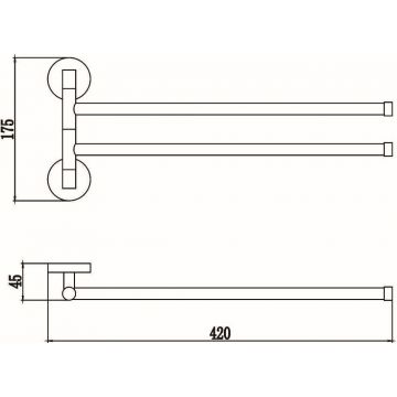 Держатель для полотенец Savol (Савол) поворотный, двойной хром S-008702