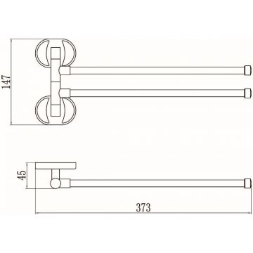 Держатель для полотенец Savol (Савол) поворотный, двойной хром S-008602