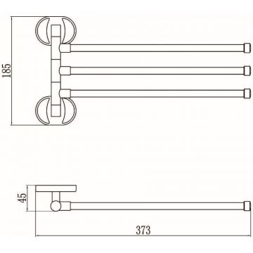 Держатель для полотенец Savol (Савол) поворотный, тройной хром S-008603
