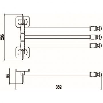 Держатель для полотенец Savol (Савол) поворотный, тройной Бронза S-006403