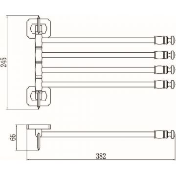 Держатель для полотенец Savol (Савол) поворотный, четверной Бронза S-006404