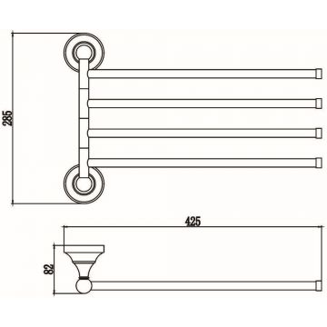 Держатель для полотенец Savol (Савол) поворотный, четверной золото S-06804B