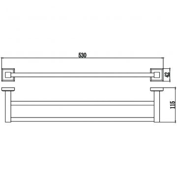 Держатель для полотенец Savol (Савол) прямой двойной 50 см хром S-509548
