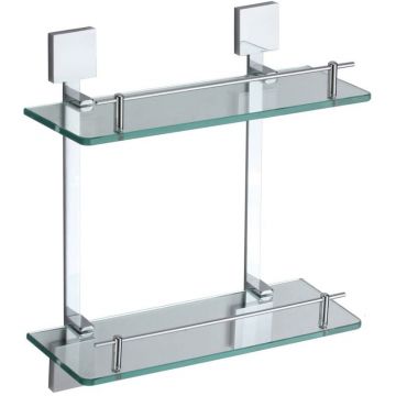 Полка Savol (Савол) прямая, двойная, стеклянная 40 см хром S-06522A