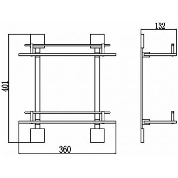 Полка Savol (Савол) прямая, двойная, стеклянная 40 см хром S-06522A