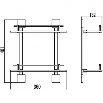 Полка Savol (Савол) прямая, двойная, стеклянная 40 см черный S-06522H