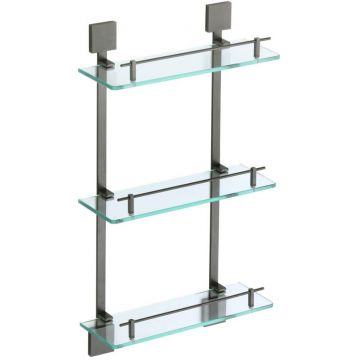 Полка Savol (Савол) прямая, тройная, стеклянная 40 см Графит S-06522Q-3