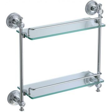 Полка Savol прямая, двойная, стеклянная 40 см хром S-005822A
