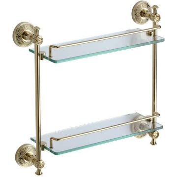 Полка Savol (Савол) прямая, двойная, стеклянная 40 см золото S-005822B