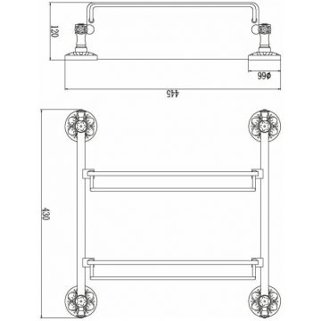 Полка Savol (Савол) прямая, двойная, стеклянная 40 см золото S-005822B