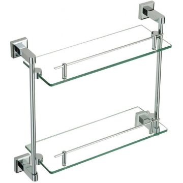 Полка Savol (Савол) прямая, двойная, стеклянная 40 см хром S-09522