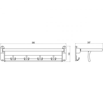 Полка для полотенец Savol (Савол) откидная 60 см хром S-004099