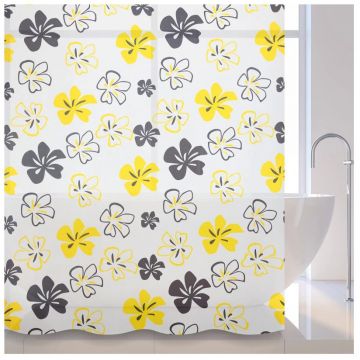 Штора для ванной комнаты Savol (Савол) желтый, серый, белый S-6PEVA07