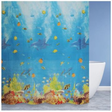 Штора для ванной комнаты Savol (Савол) голубой, желтый, белый S-6PEVA08