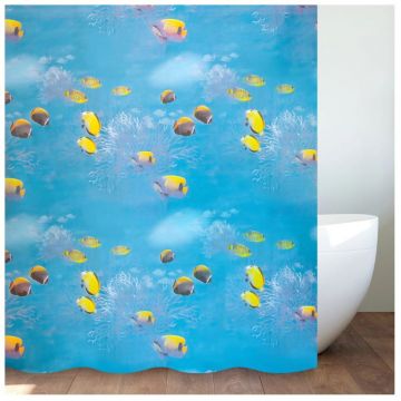 Штора для ванной комнаты Savol (Савол) голубой, желтый, белый S-6PEVA09