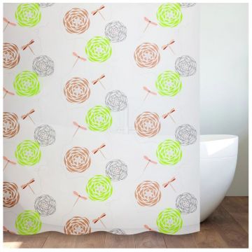 Штора для ванной комнаты Savol (Савол) белый, коричневый, зеленый S-8PEVA12