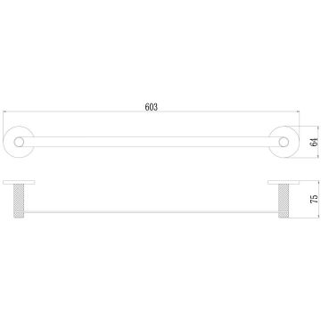 Держатель для полотенец прямой 60см Savol S-002124HB, черный/золото