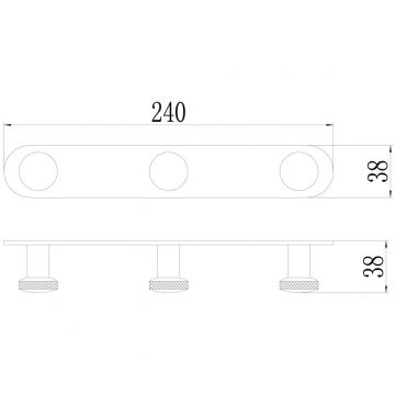 Планка с крючками (3 крючка) Savol (Савол) S-002173C, матовое золото