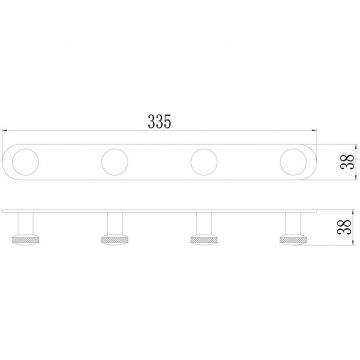Планка с крючками (4 крючка) Savol (Савол) S-002174HD, черный/розовое золото