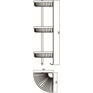 Полка решетка угловая тройная Savol S-Q5854-3, графит