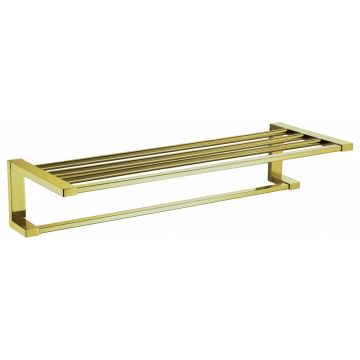 Держатель полотенец Vieir (Виеир) V5020-S с полкой, матовое золото