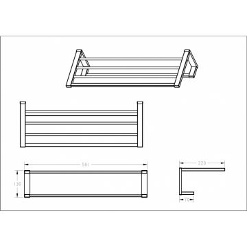Держатель полотенец Vieir (Виеир) V5020-S с полкой, матовое золото