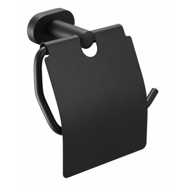 Держатель туалетной бумаги Vieir (Виеир) V5109-C с крышкой, черный