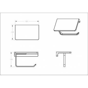 Держатель туалетной бумаги Vieir (Виеир) V5010-S с полкой, матовое золото