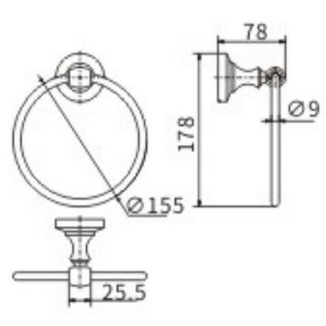 Кольцо для полотенец Ceramalux (Керамалюкс) Bianco 52006, хром