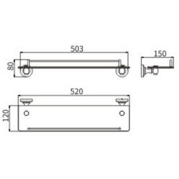 Стеклянная полка Ceramalux (Керамалюкс) Bianco 52011, хром