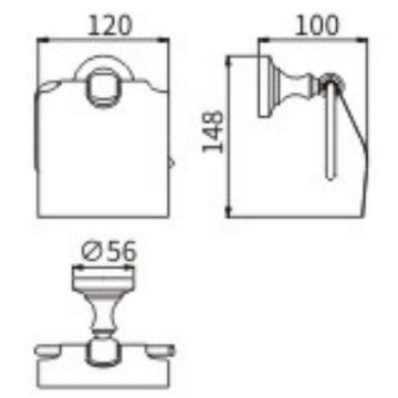 Держатель туалетной бумаги Ceramalux (Керамалюкс) Bianco 52007 с крышкой, хром